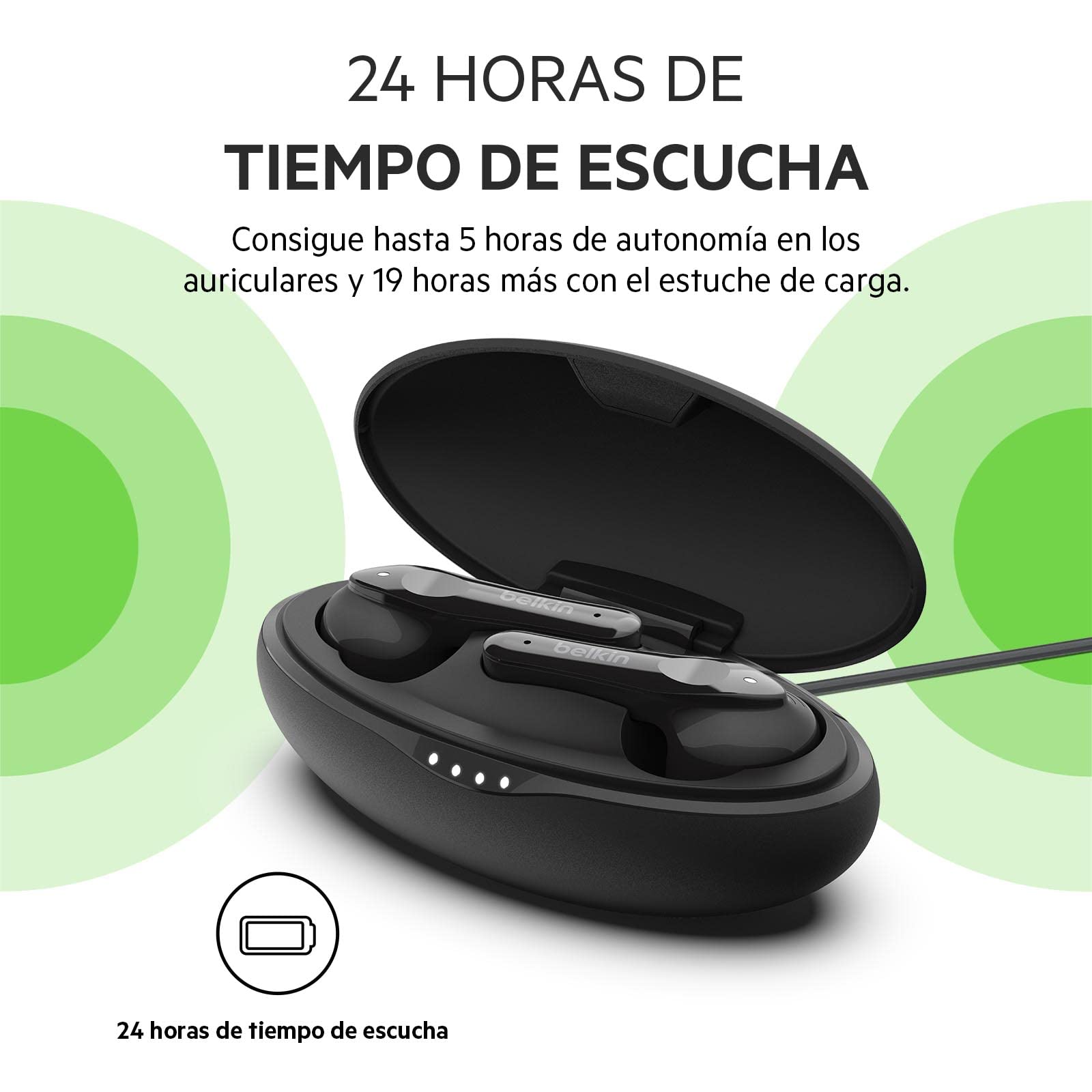 Belkin Auriculares inalámbricos, Cascos True Wireless Bluetooth SOUNDFORM Move con Controles táctiles y Grado IPX5 de Resistencia al Agua y el Sudor, Graves potentes, iPhone, Android y Otros Belkin Auriculares inalámbricos, Cascos True Wireless Bluetooth SOUNDFORM Move con Controles táctiles y Grado IPX5 de Resistencia al Agua y el Sudor, Graves potentes, iPhone, Android y Otros